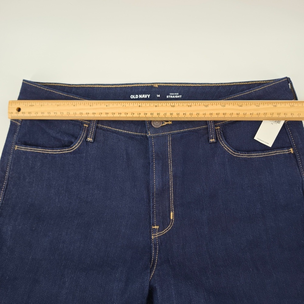 Old Navy High-Rise Straight Jeans Dark Wash Denim Women's Size 14 NWT - Picture 7 of 13